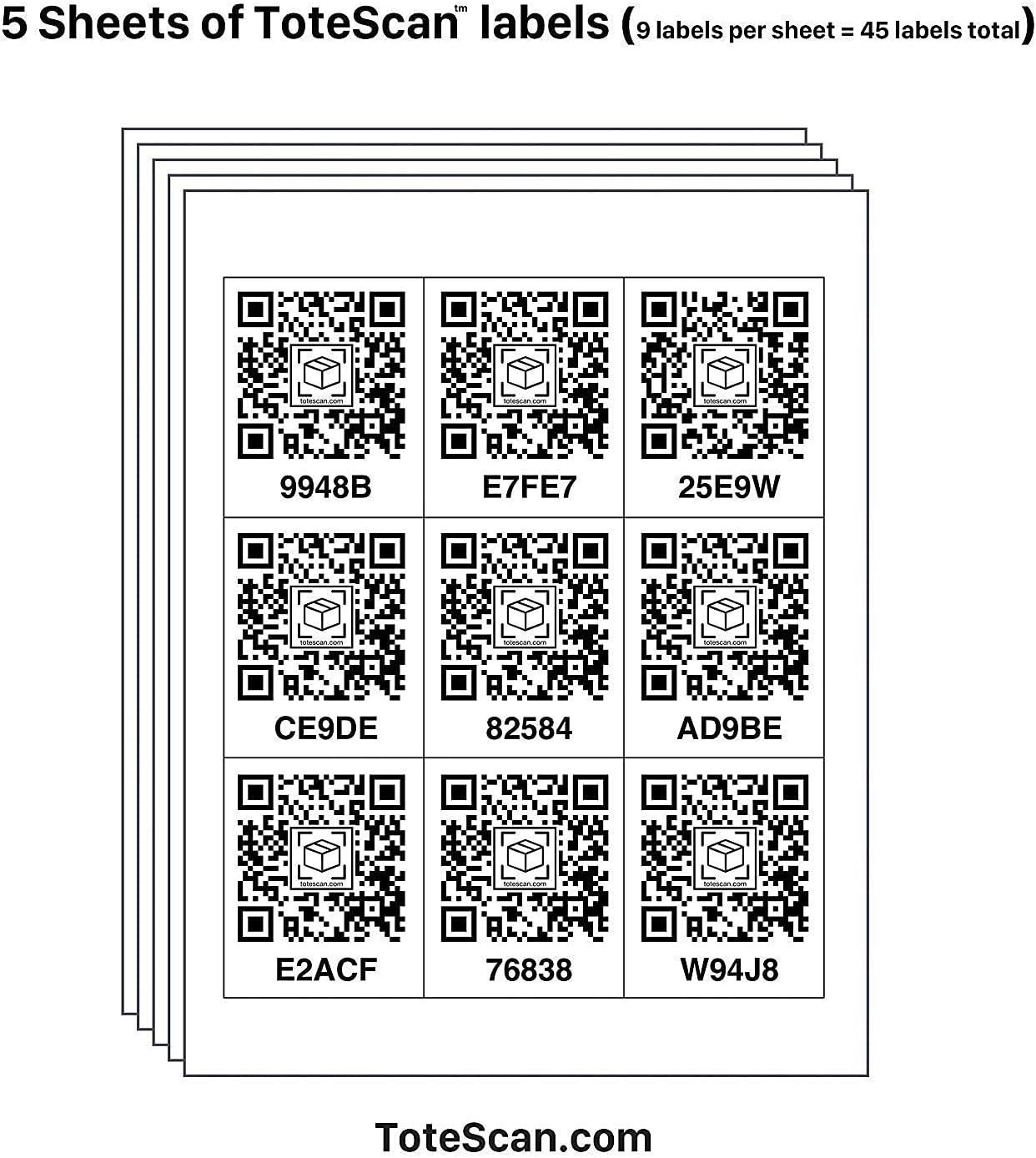 ToteScan large labels (2.5" x 3", 45 labels) and small labels (1.5"x1.5", 48 labels) value bundle image 3