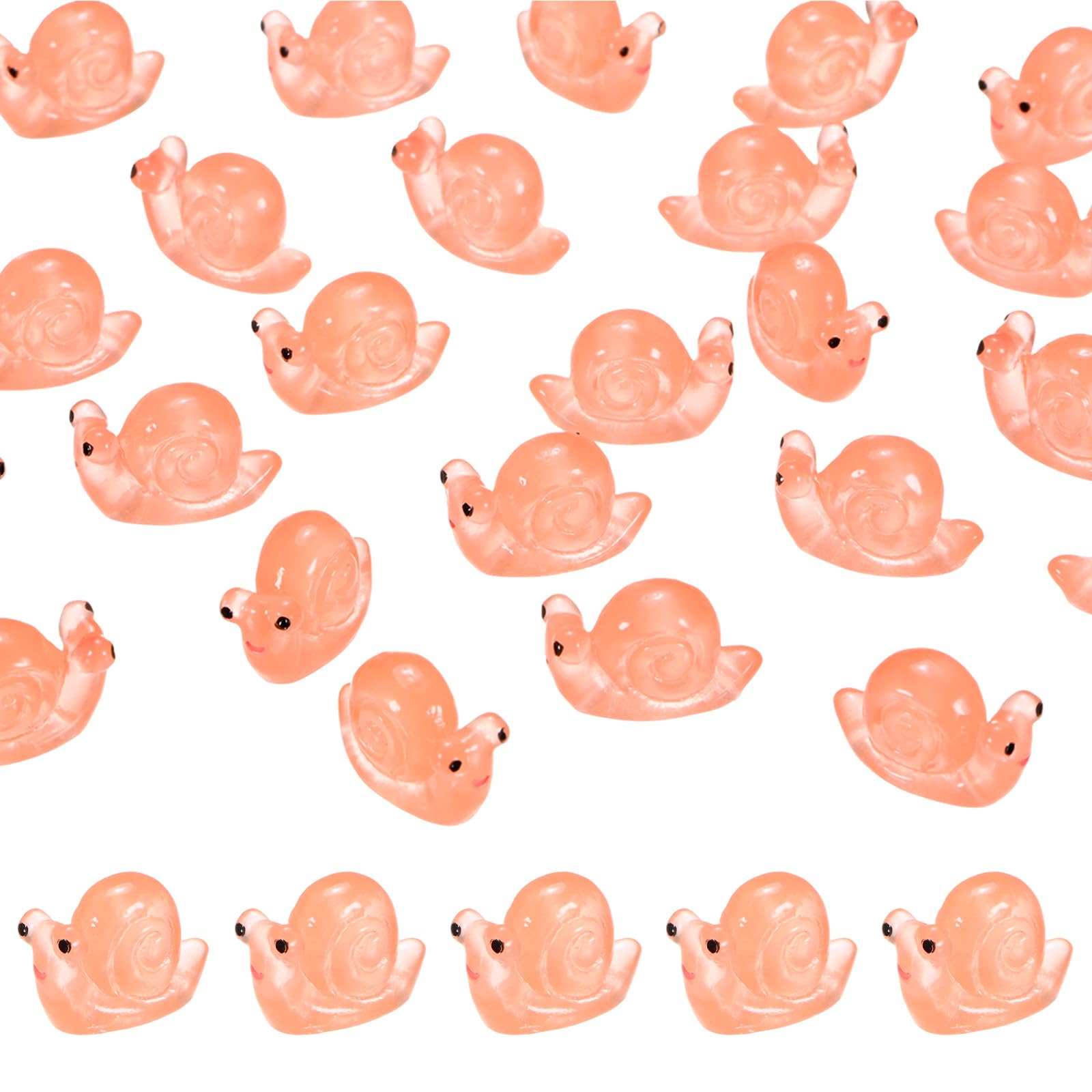 M METERXITY 20-Pack Luminous Mini Resin Snail, Glow in the Dark Tiny Snail for Terrarium/Micro Landscaping/Terrarium, Decorative Miniature Animal Figurine to Place [Orange Red]