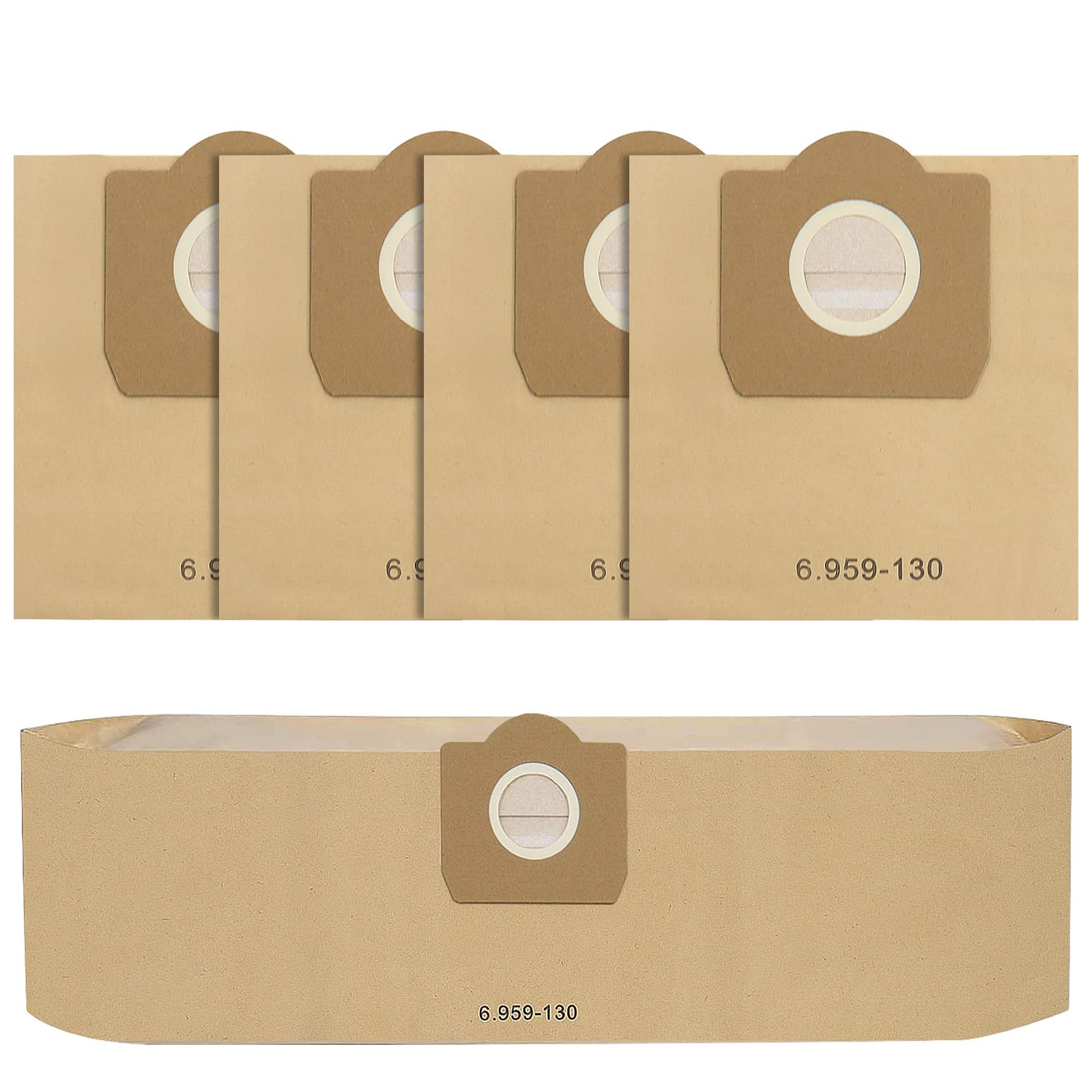 Fishoney 5 Stück WD3 Staubsaugerbeutel für Kärcher 6.959-130.0, Papier filterbeutel für WD3 1629 MV3 A2201/2204/2504/2554/2251/2604 Staubsauger Papierbeutel Kärcher WD3 Beutel