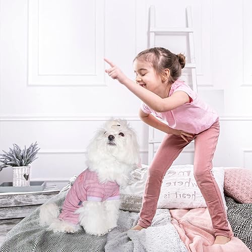 Miniatura 7 de TONY HOBY Pijama para perro, overol para perro, traje de recuperación para perros después de la cirugía para perros pequeños y medianos (rosa