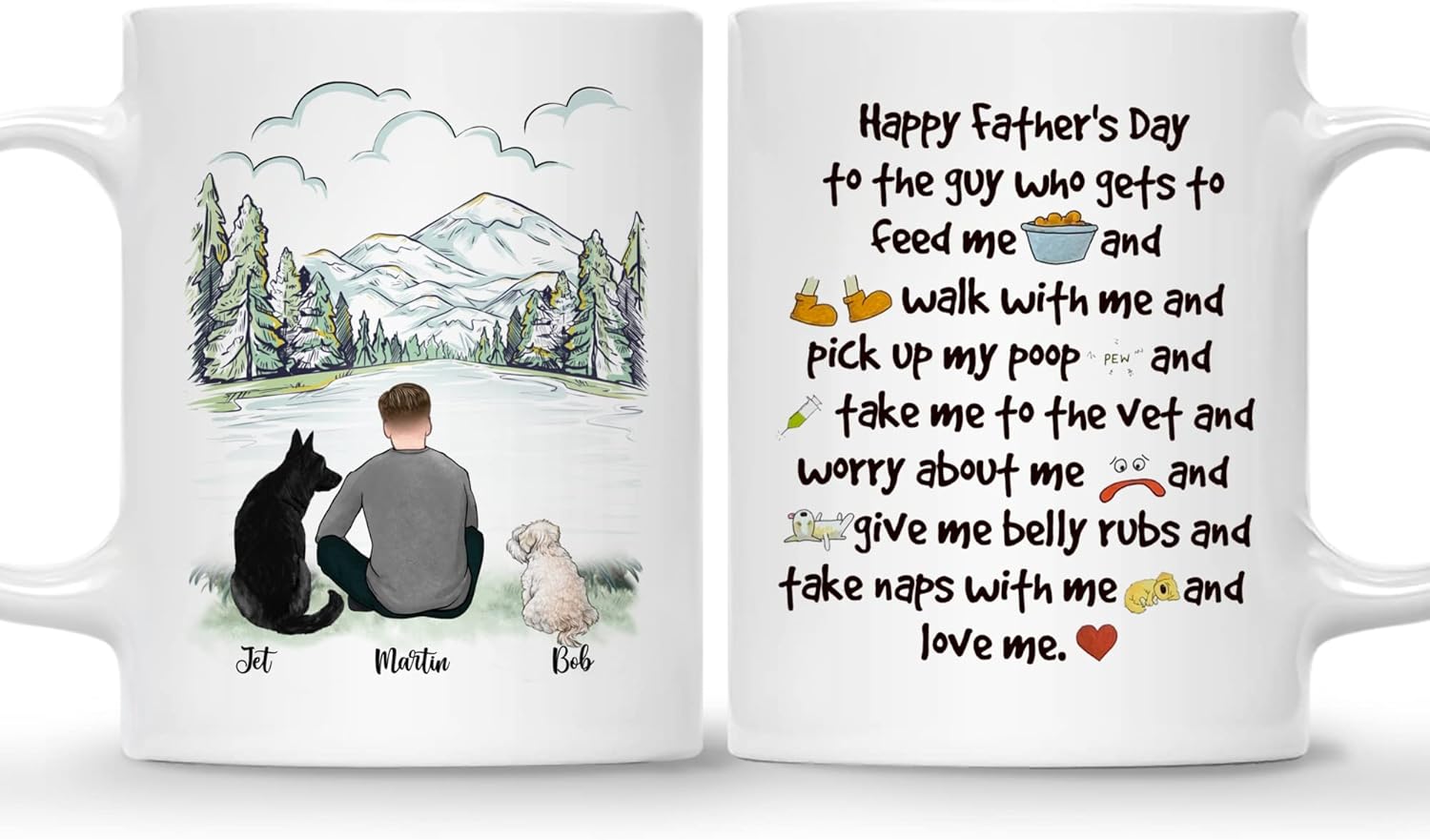 Gossby Personalized Custom Mug (2 Dogs) Happy father's day
