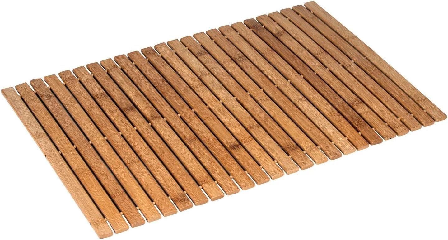 Bamboo Roll Up Bath Duckboard Mat 40X60 cm Non Slip Bathroom Shower Mat Spa Sauna Mat Rectangular Luxury Modern Duckboard For Bathroom Sauna Spa Kitchen
