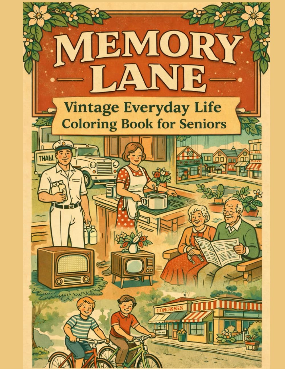 Memory Lane: Vintage Everyday Life Coloring Book for Seniors