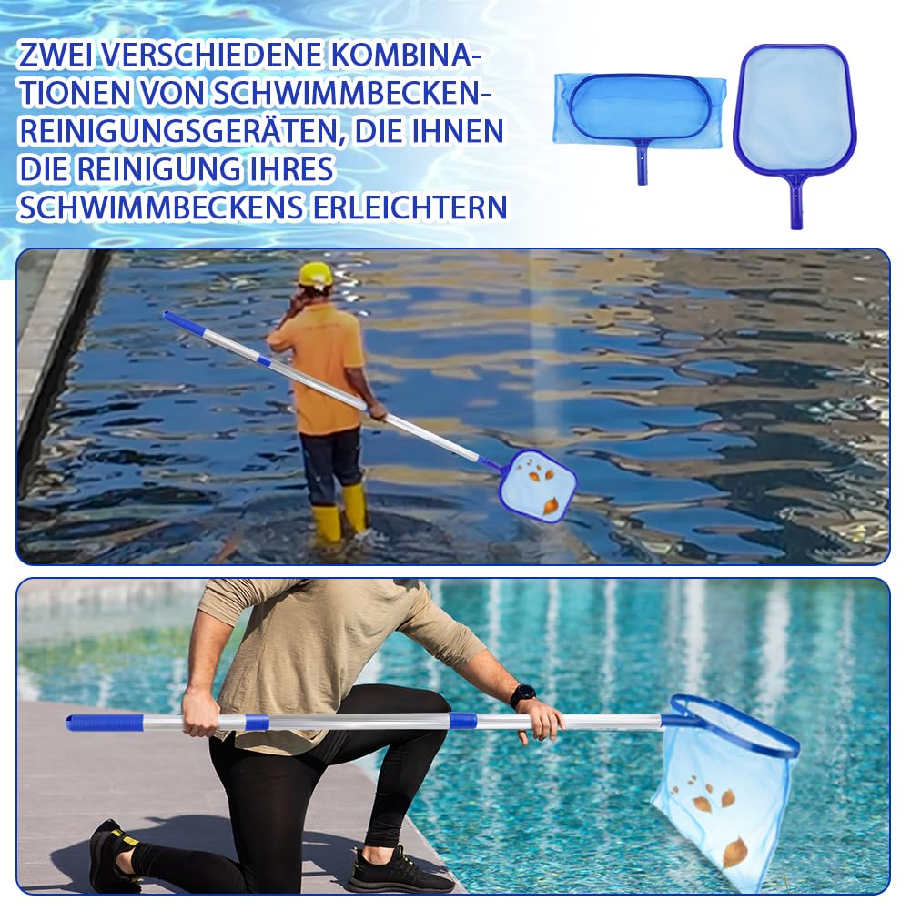 Podbierak do basenu, podbierak do stawu z teleskopowymi biegunami, podbierak do basenu, akcesoria do czyszczenia basenu, akcesoria do spa, jacuzzi, akwarium, stawu ogrodowego