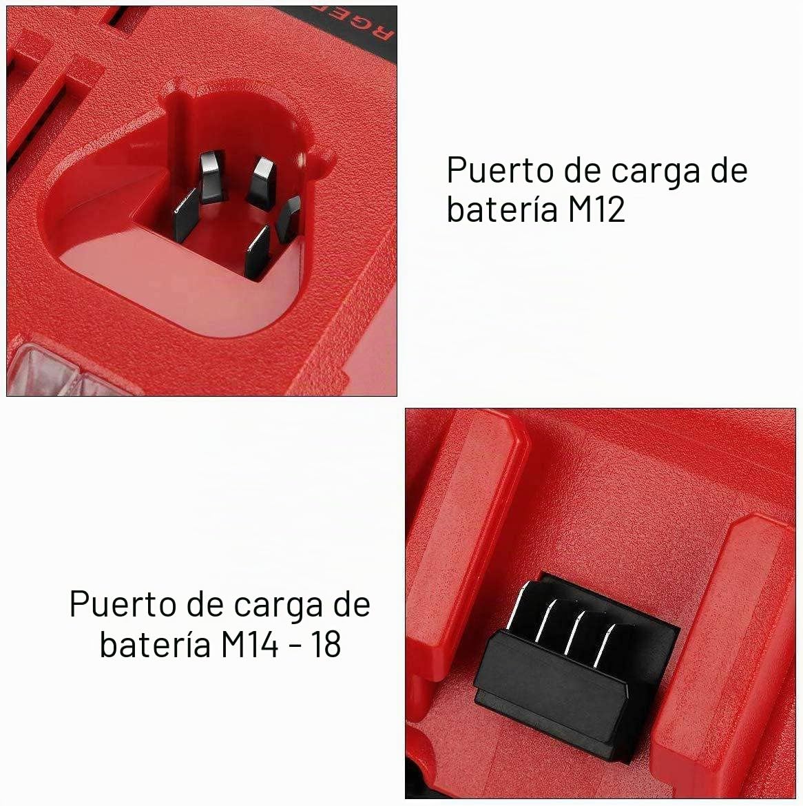 2 Piezas 18V 5.0Ah Batería para Milwaukee M18 48-11-1828 48-11-1840 C18B M18BX Li18 M18B4 M18 XC con Cargador Milwaukee para M12 M18