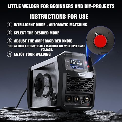 Miniatura 6 de ANDELI Soldadores Mig de 110220 voltios con gas y sin gas, soldador de aluminio de 200 amperios, máquina de soldadura 3 en 1 de gas MIG sin gas