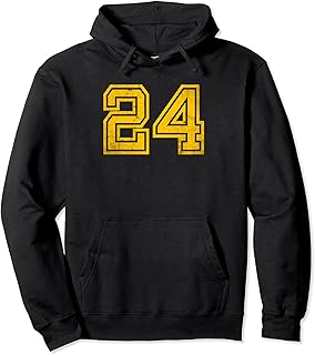 Camiseta deportiva número 24, color amarillo Sudadera con Capucha