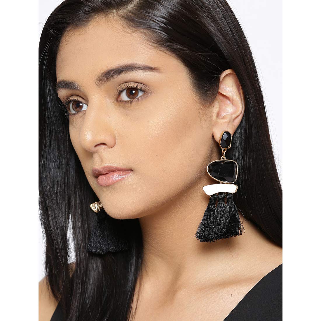 Luxuria Edition Glass Bead Plated Tassel Earrings