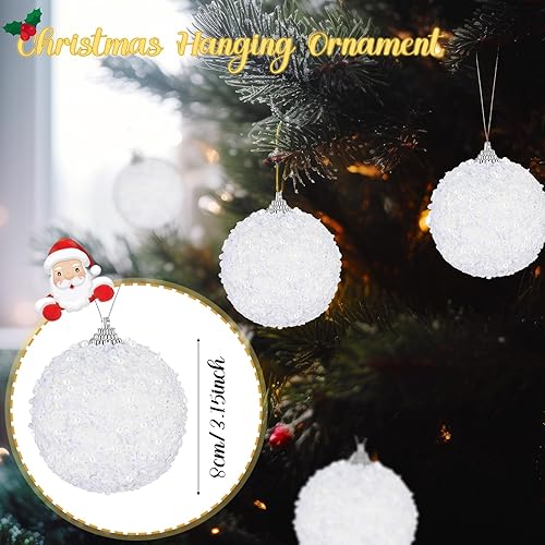 Miniatura 2 de Liliful 24 adornos de bola de Navidad grandes de 3.15 pulgadas, con purpurina, decoraciones de Navidad, bolas de árbol, adornos colgantes de Navidad