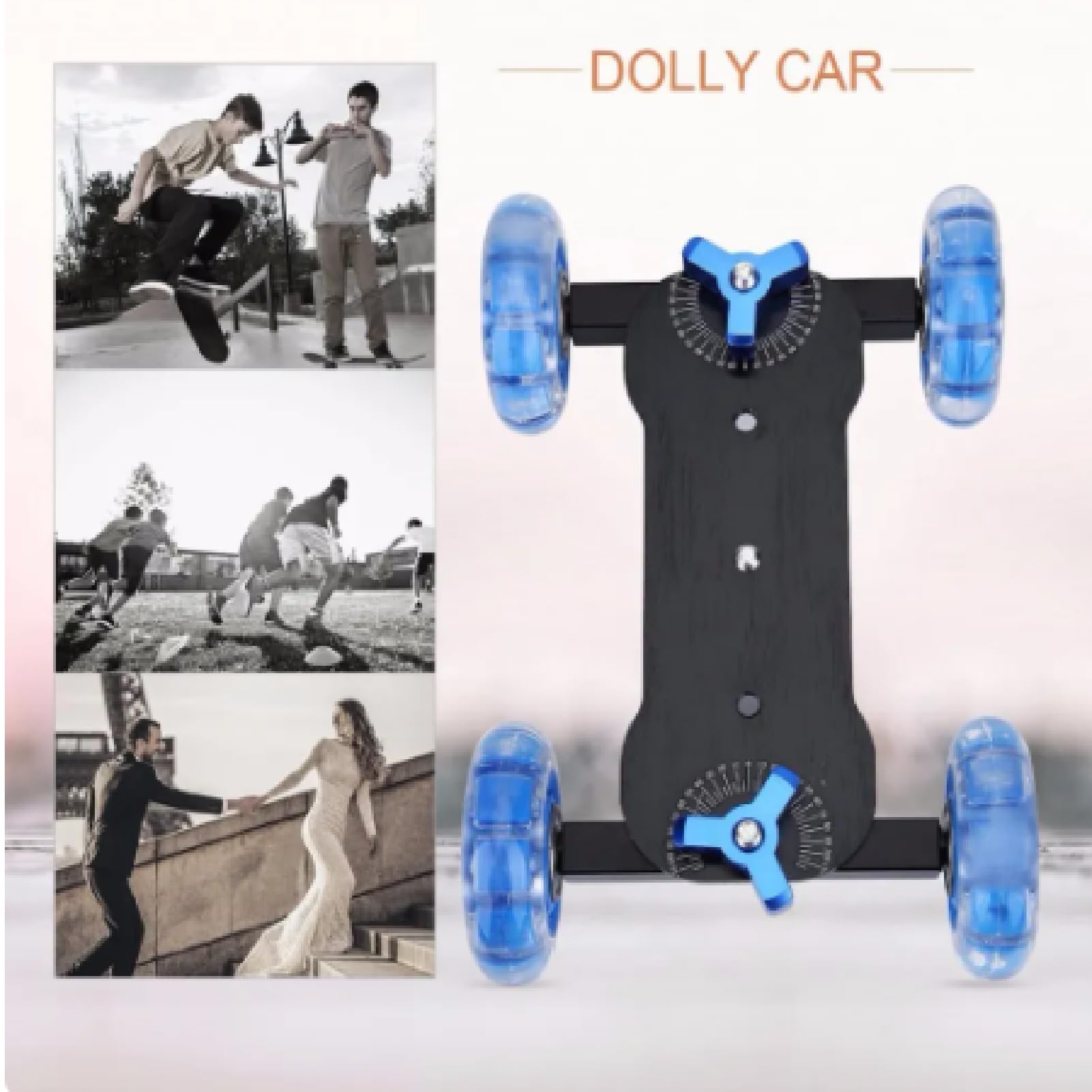 Dolly Skater Car, Portable Mini 10KG Desktop Load Rail Roller Track Professional Slider Car pour DSLR Camera Camcorder Mirrorless Cameras Cell Phones