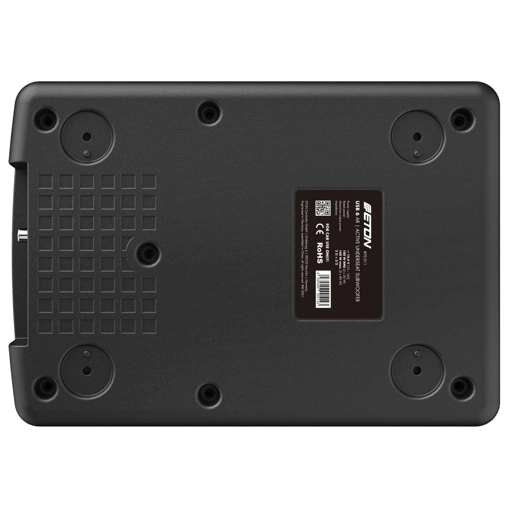 ETON USB 6AR – sehr kompakter 150 mm / 6 Zoll Untersitz Aktiv Subwoofer für PKWs und Reisemobile, leistungsstarke aktive Underseat Bassbox mit Verstärker, Langhub-Woofer, 160 Watt