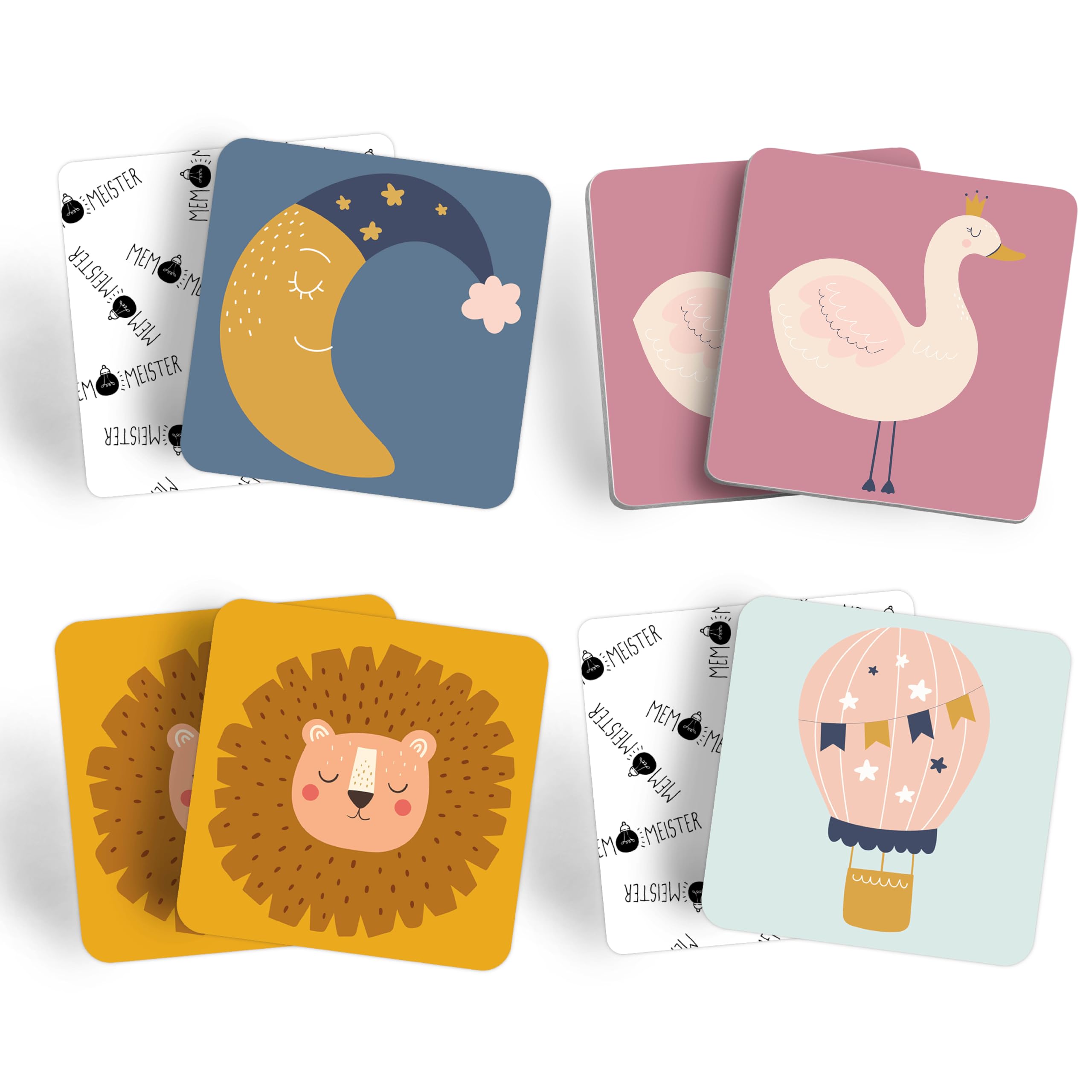 MEMO MEISTER Memo Spiel I Kinder 3-12 Jahre I Montessori Spielzeug, schult Konzentration + Merkfähigkeit I Kinderspielzeug mit 54 Karten/27 Paaren I extradicke Karten 4,5x4,5 cm I im Natur-Karton