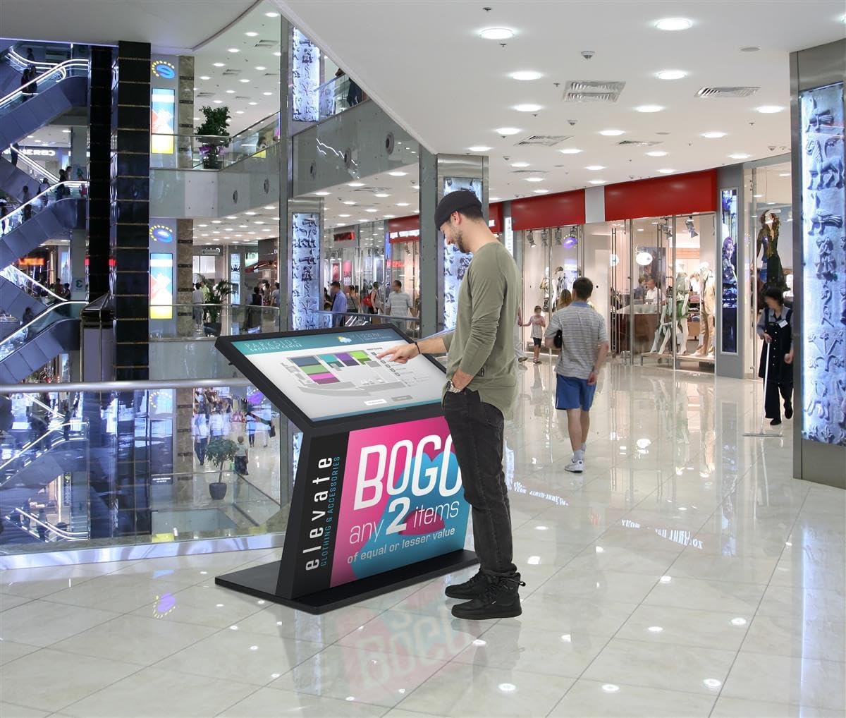 Displays2go 49" Interactive Touch Screen Kiosk with Android 11 OS (DK049CLB)