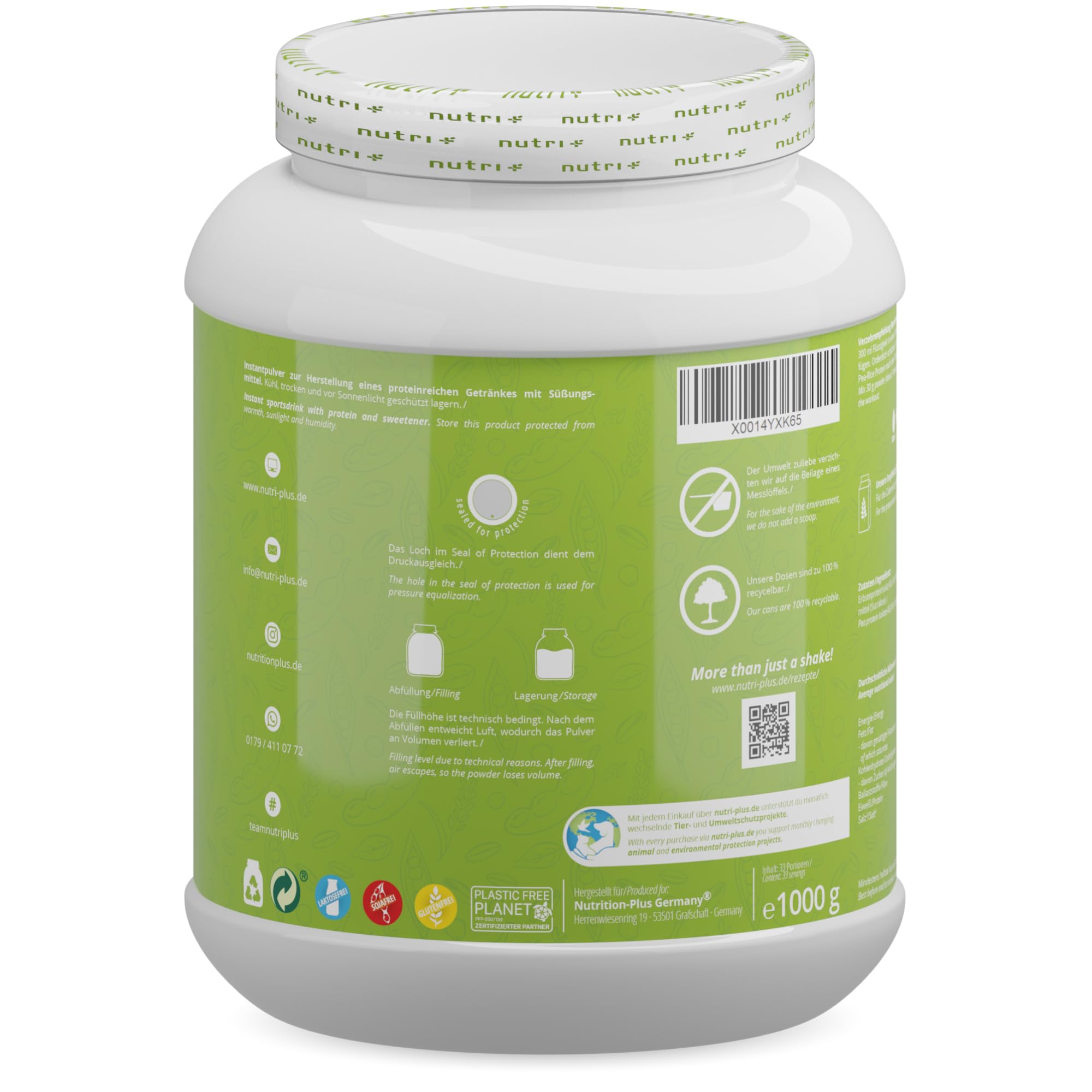 Erbsenproteinpulver - Vanilla Biscuit 1kg - Reiseiweißpulver ohne Soja, Lactose, Gluten & Milch - Eiweiß Pulver Vegan Vanille Biskuit - mit Erbsen-Protein aus deutschem Anbau