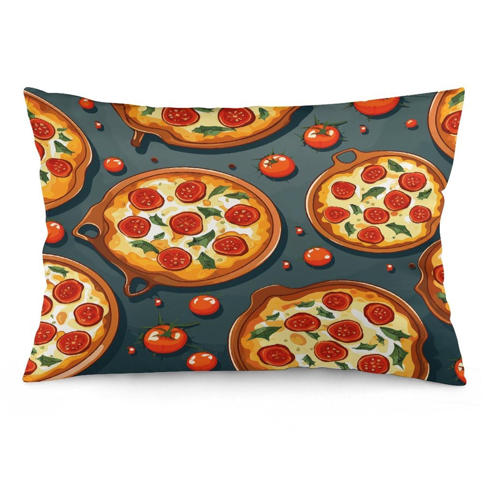 Pizza Food Throw Pillow Cover Soft Lumbar Pillow Covers with Zipper Breathable Rectangular Cushion Case Polyester Pillow Case Decorative Body Pillow Cover for Couch Bed