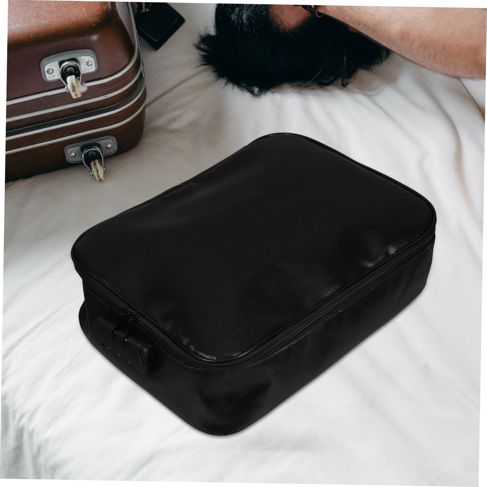 Borsa Portadocumenti Ignifuga Nera, Design Multistrato per Viaggio | Chiusura Password, Tessuto in Fibra di Vetro, Uso Quotidiano e Archivio