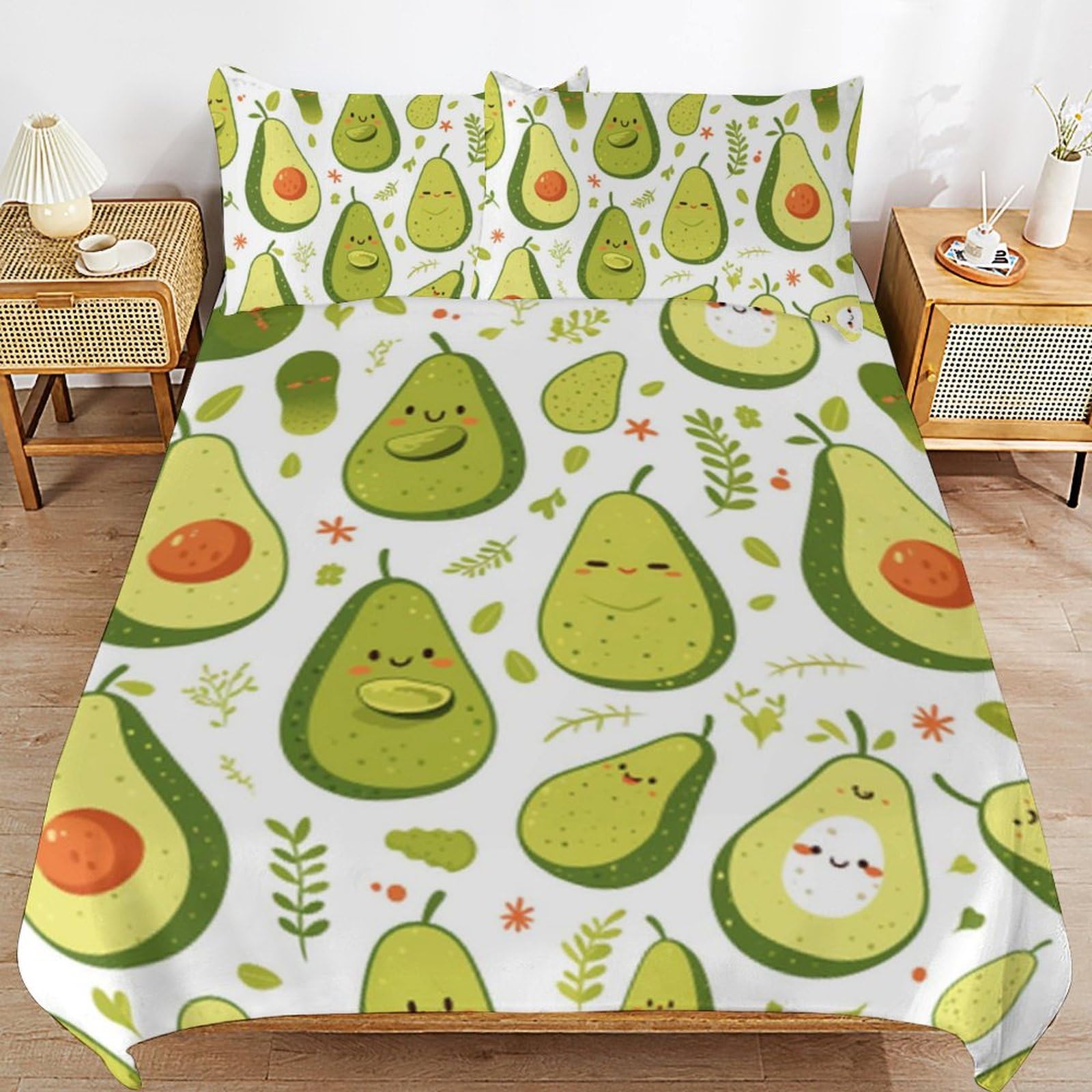 Parure de lit avocat en coton pour lit enfant et ado fille