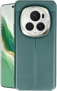 Coverzone Honor Magic 6 Pro Compatible Case - Perfectly Compatible with Leather Look Niss Silicone TPU Series - Green