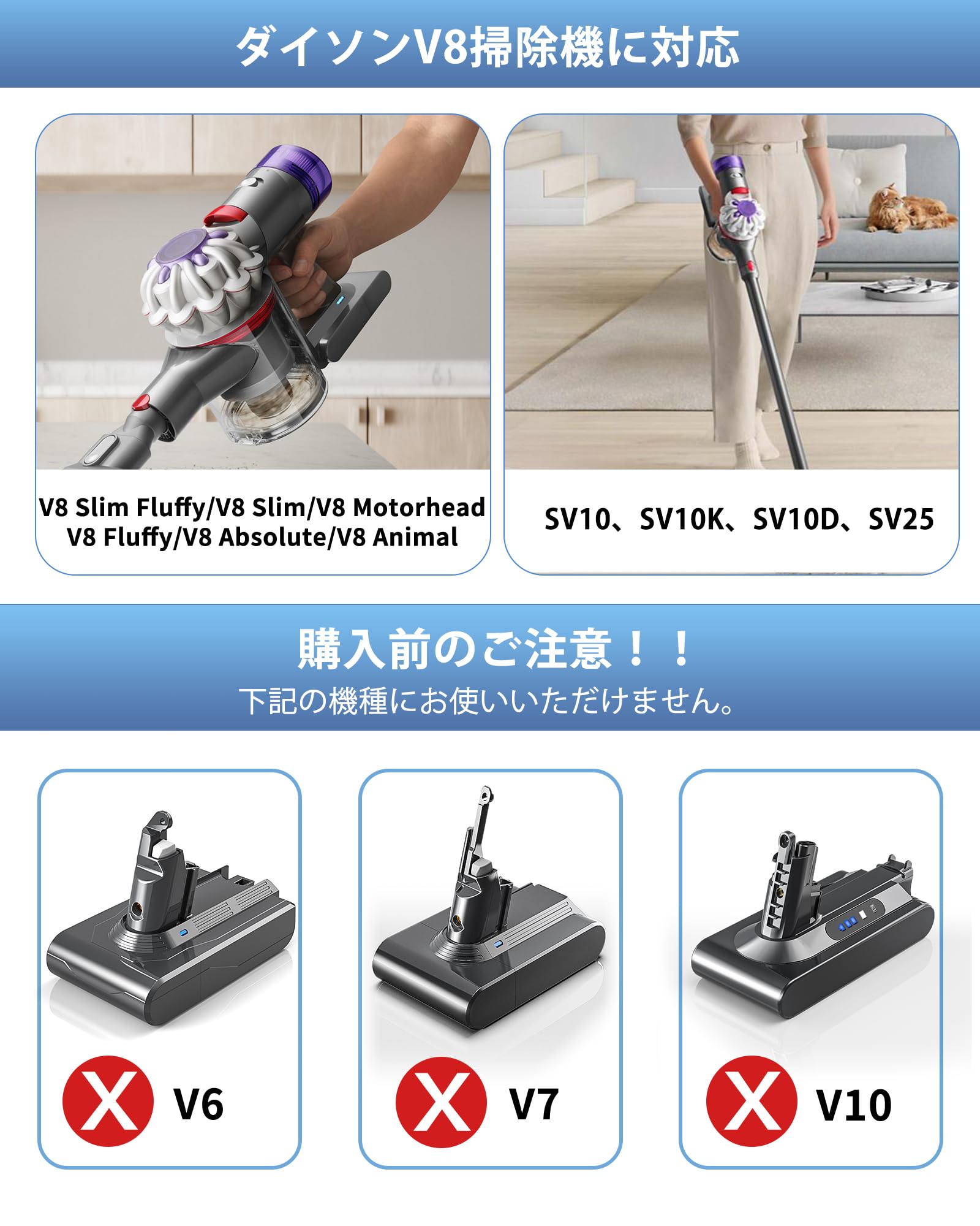 【美品】Dyson SV25 V8 Slim Fluffy バッテリー良好 Dyson（ダイソン） 【純正】 V8シリーズ専用 純正バッテリー ※訳アリ