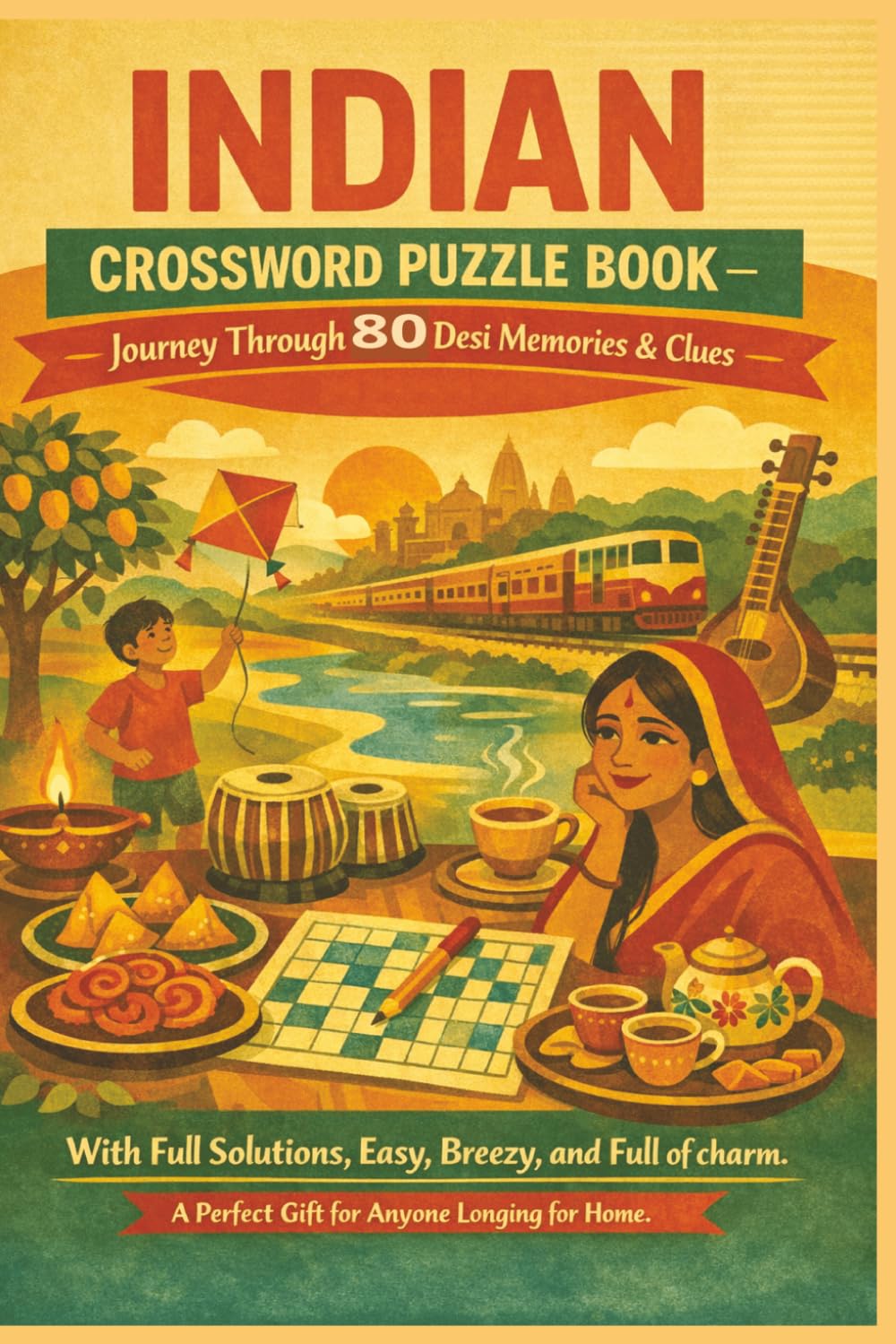 INDIAN CROSSWORD PUZZLE BOOK Journey Through 80 Desi Memories & Clues: With Full Solutions, Easy, Breezy and Full of charm. A Perfect Gift for Anyone Longing for Home. (Rohim's Indian Desi Puzzlers)