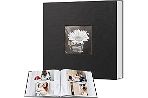 Popotop 4x6 Leather Photo Album with Writing Space for 200 Photos