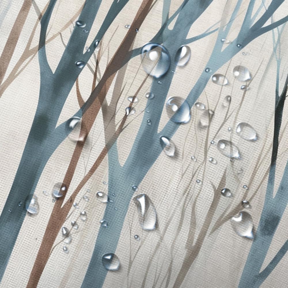 MERCHR Blue and Brown Birch Tree Shower Curtain, Beige Tan Forest Abstract Art Rustic Fabric Shower Curtains Set for Bathroom Decorative, Farmhouse Restroom Decor Accessories with Hooks 72X75 inch