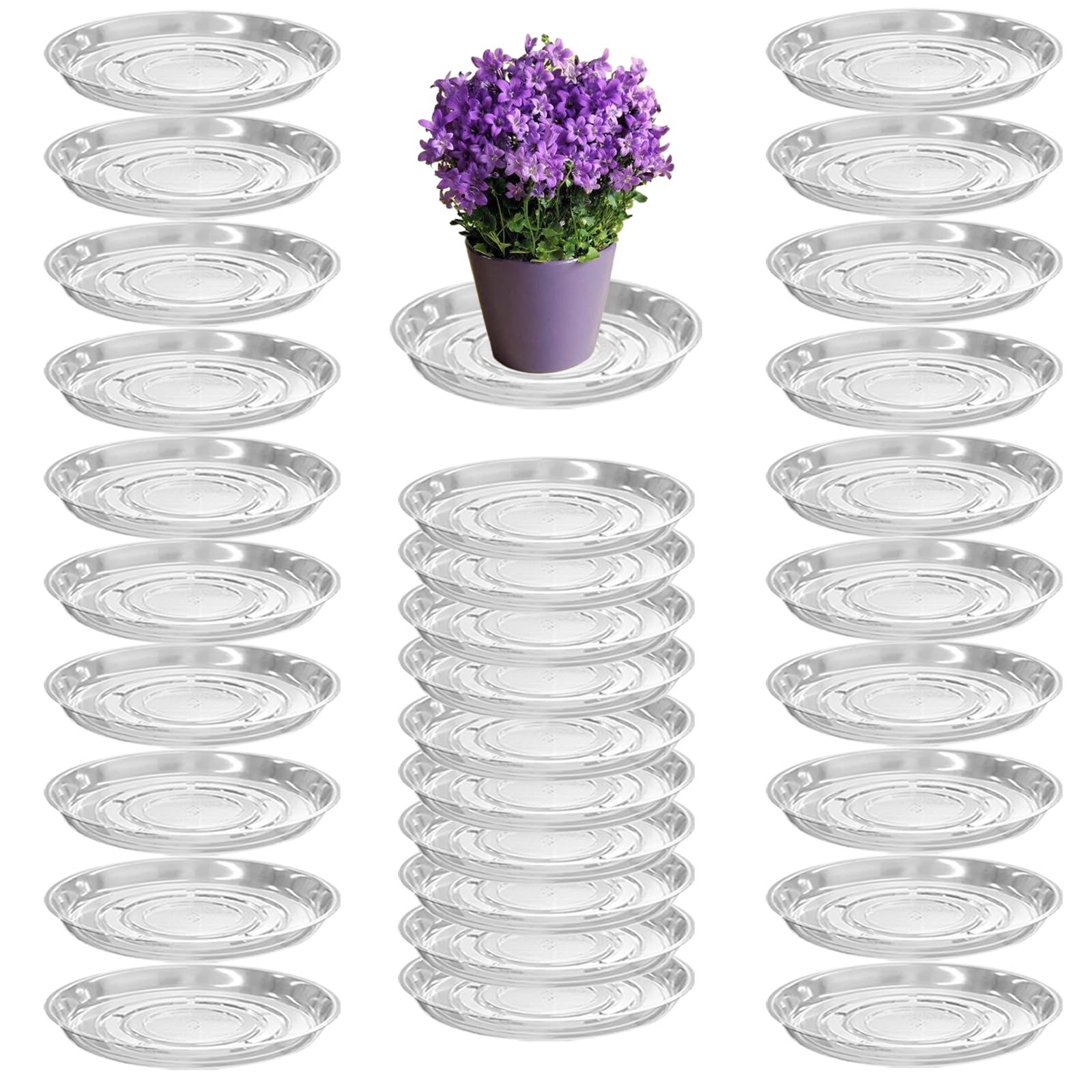 Plant Saucers - 30 Pack, Clear Drip Trays -23