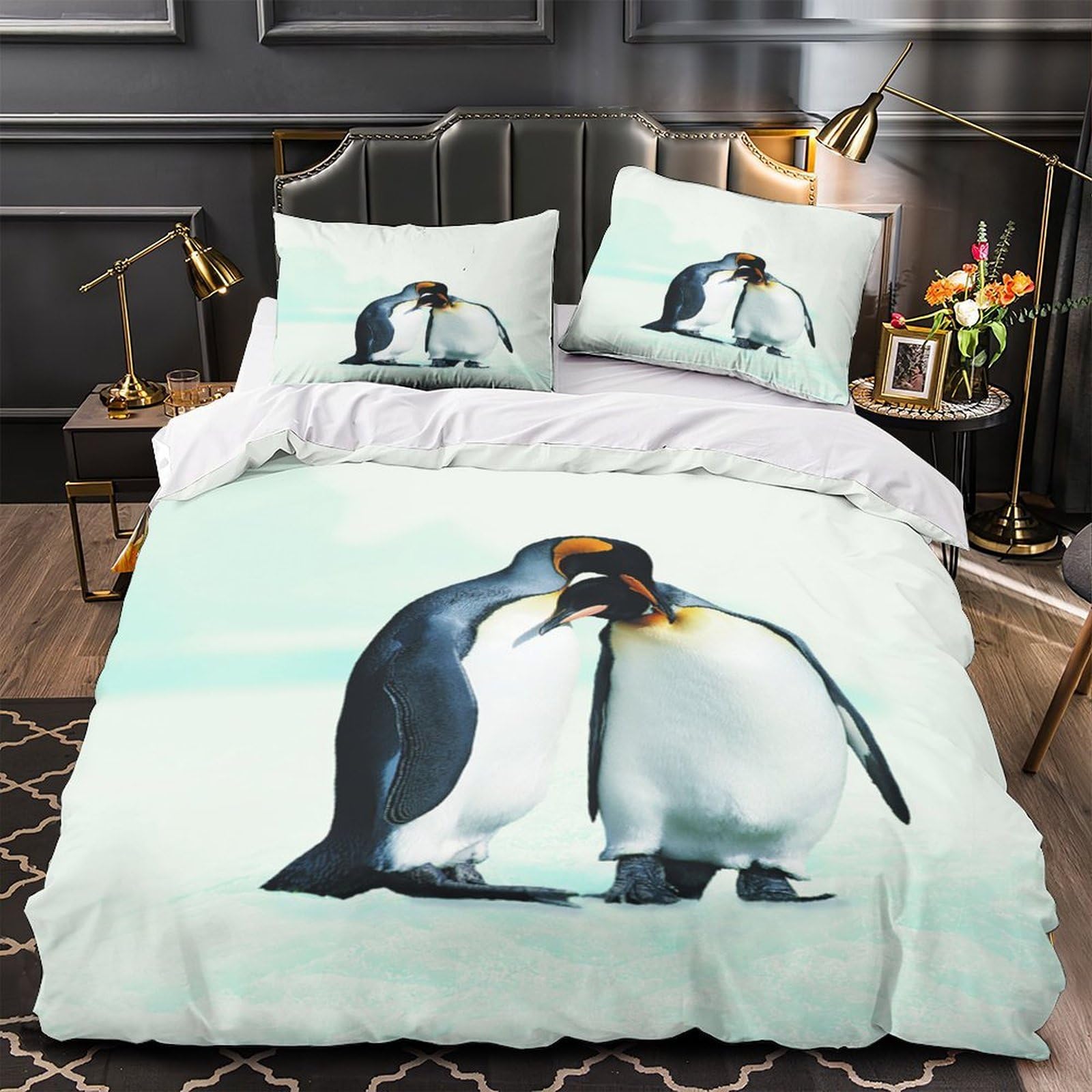 Housse de couette hockey Penguins effet 3D microfibre super douce