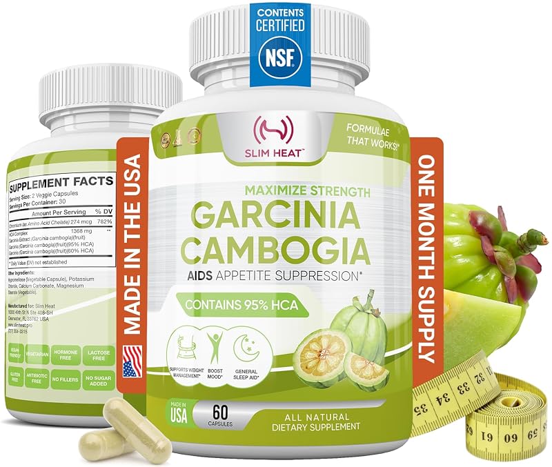 Slim Heat Suplemento para Controle de Peso com Extrato de Garcinia cambogia 95% HCA, 60 cápsulas vegetais