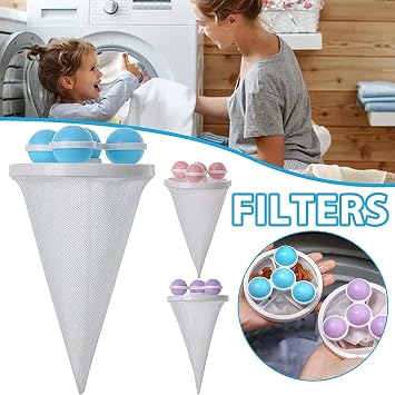 Yestrong Floating Hair Filtering Mesh Removal, 3PCS Hair Filter for Washing Machine Lint Catcher for Washing Machine, Household Reusable Washing Machine Floating Lint Mesh Bag (Pink)