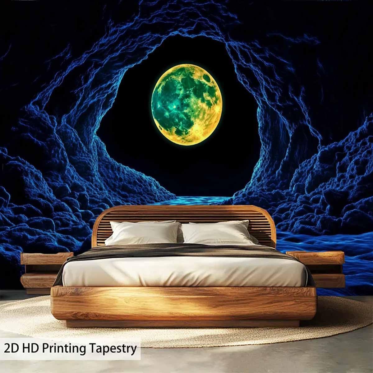 FENDROM Moon Night Galaxy Tapestry Universe Planet Starry Sky Wall Hanging Backdrop Cosmic Outer Space Abstract Psychedelic Nebula Headboard for Bedroom Living Room Home Decorations