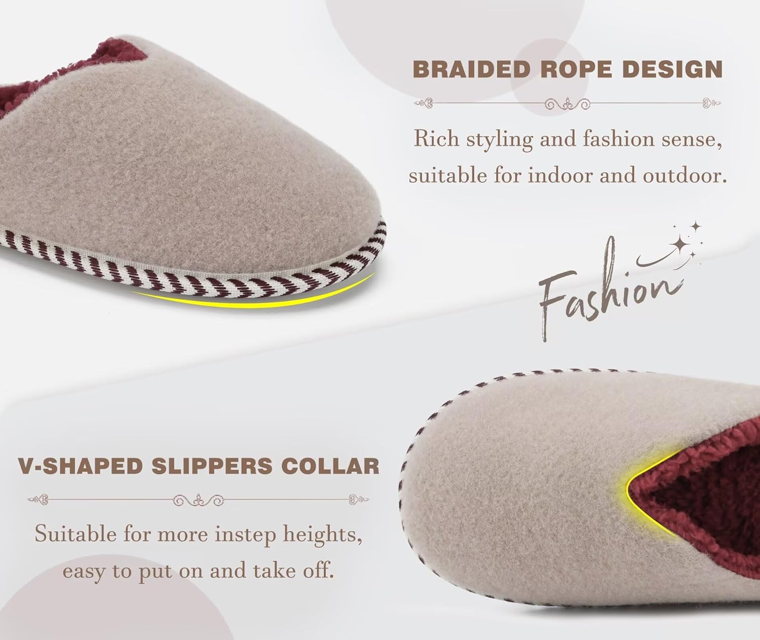 KuaiLu Womens Supportive Memory Foam Slippers Felt Fuzzy Lined Heel Cushion Lightweight House Shoes for Indoor Outdoor - Image 5