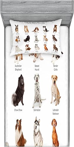 Miniatura 160 de Ambesonne - Juego de sábanas bajeras y fundas de almohada, diseño clásico botánico, plantas de jardín vintage, juego de 3 piezas con estampado