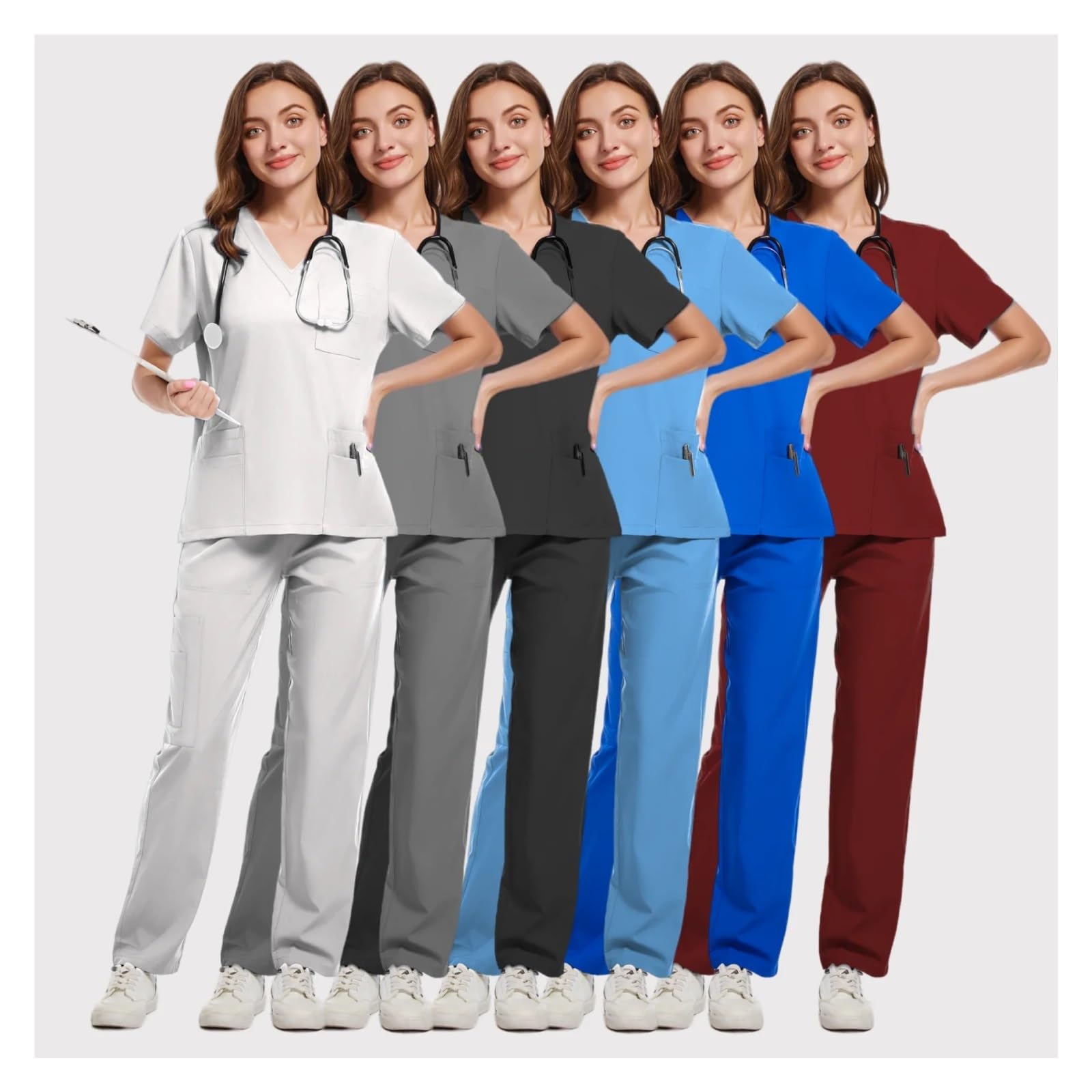 Divisa Da Infermiera Uniforme da infermiera Donna Felpa da medico ospedaliero Pantaloni da allattamento Uniformi da officina unisex Abiti da lavoro di bellezza Per Cosmetologia E Assistenza Sanitaria(
