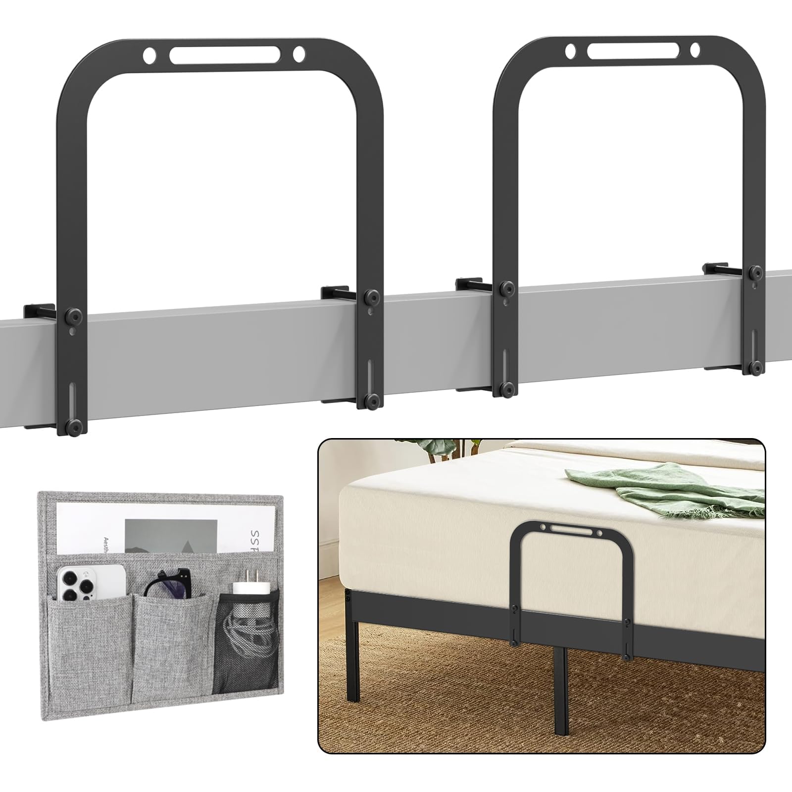 Tapón deslizante para colchón, barra de retención antideslizante extra alta, soporte para marco de cama de metal de 1.5 x 2.9 pulgadas para evitar deslizamientos (paquete de 2)