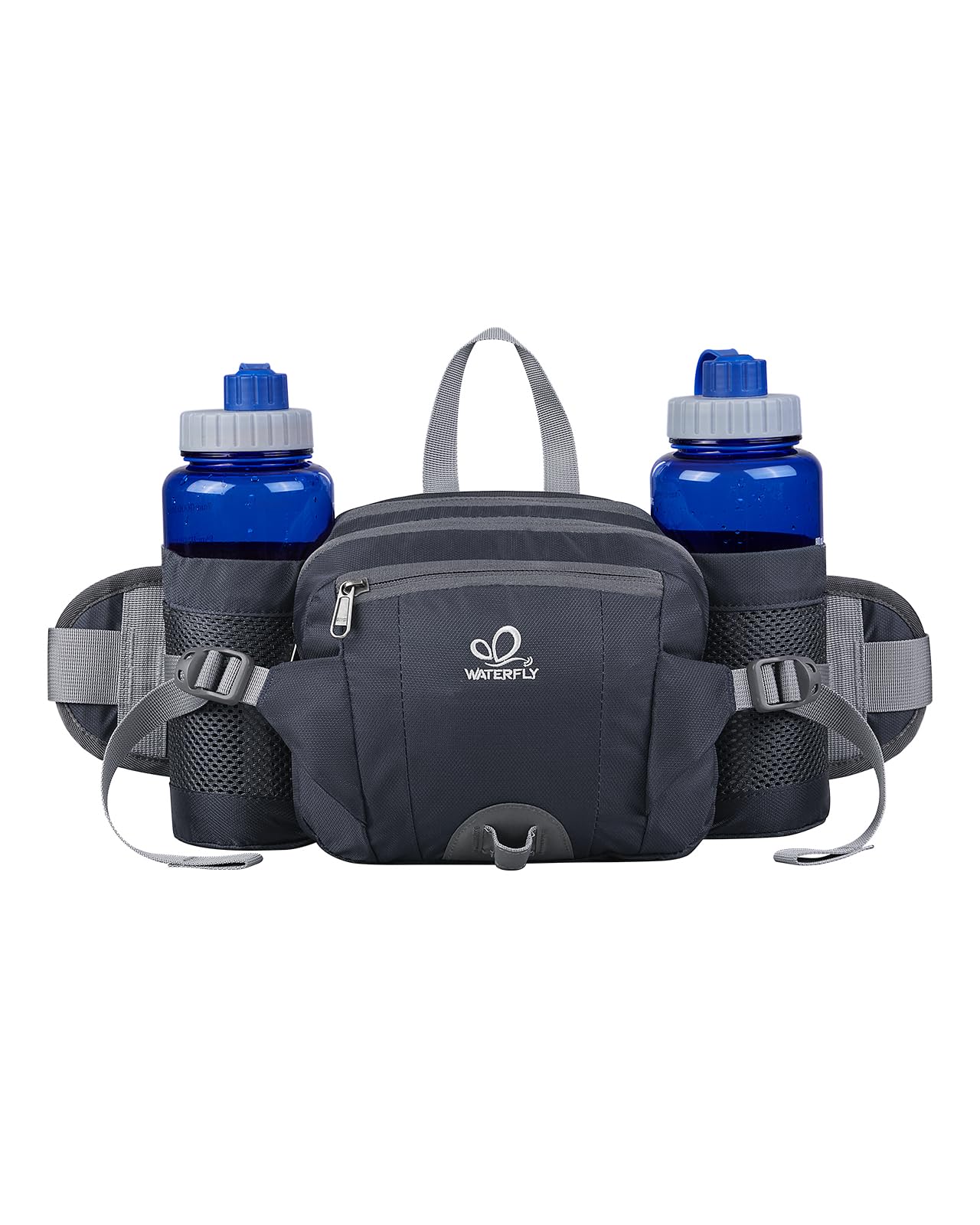 WATERFLY Marsupio: Fannie Pack 2 portabottiglie da acqua cintura lombare escursionismo camminata corsa jogging campeggio grande donna uomo (bottiglia non inclusa)