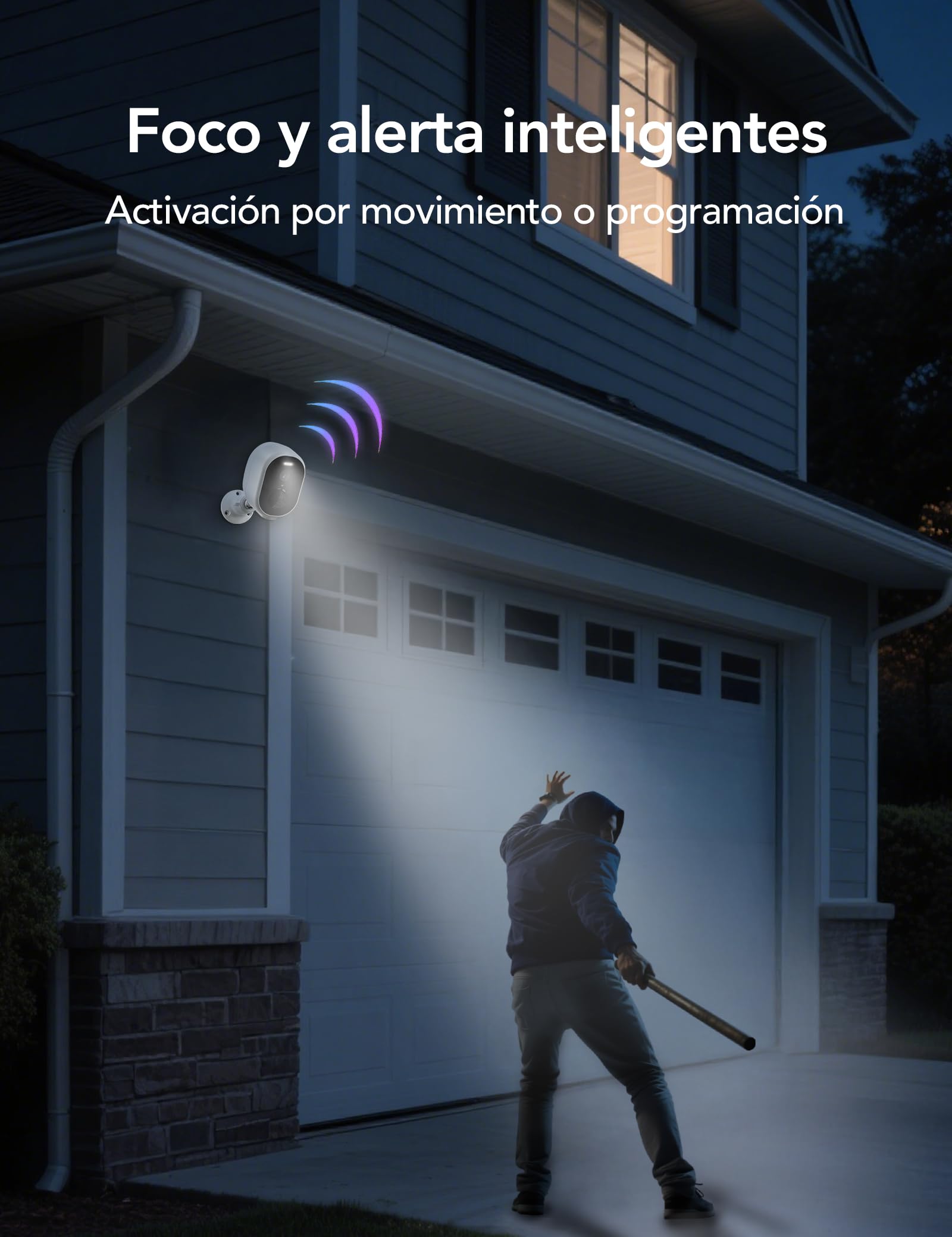 GNCC 4MP Camara Vigilancia WiFi Exterior Solar, 5200mAh Batería Recargable, 2.4/5 GHz WiFi Seguridad Camara de Vigilancia sin Cables, PIR Sirena, Visión Nocturna Color, Audio Bidirecciona, IP65