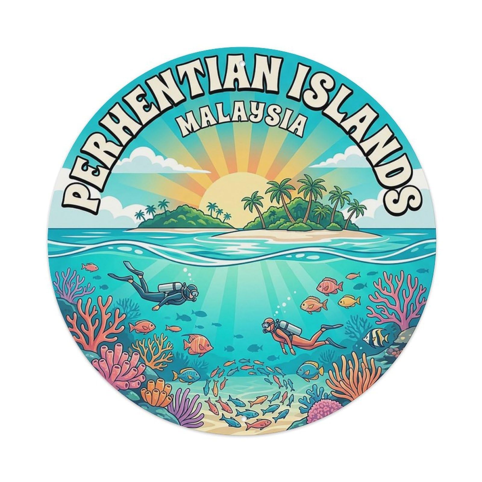 Retro Travel Malaysia Perhentian Islands Vintage Metal Tin Sign Plaque Wall Decor for Cafe, Club Bar, Office, Garden Metal Poster 8x8Inch