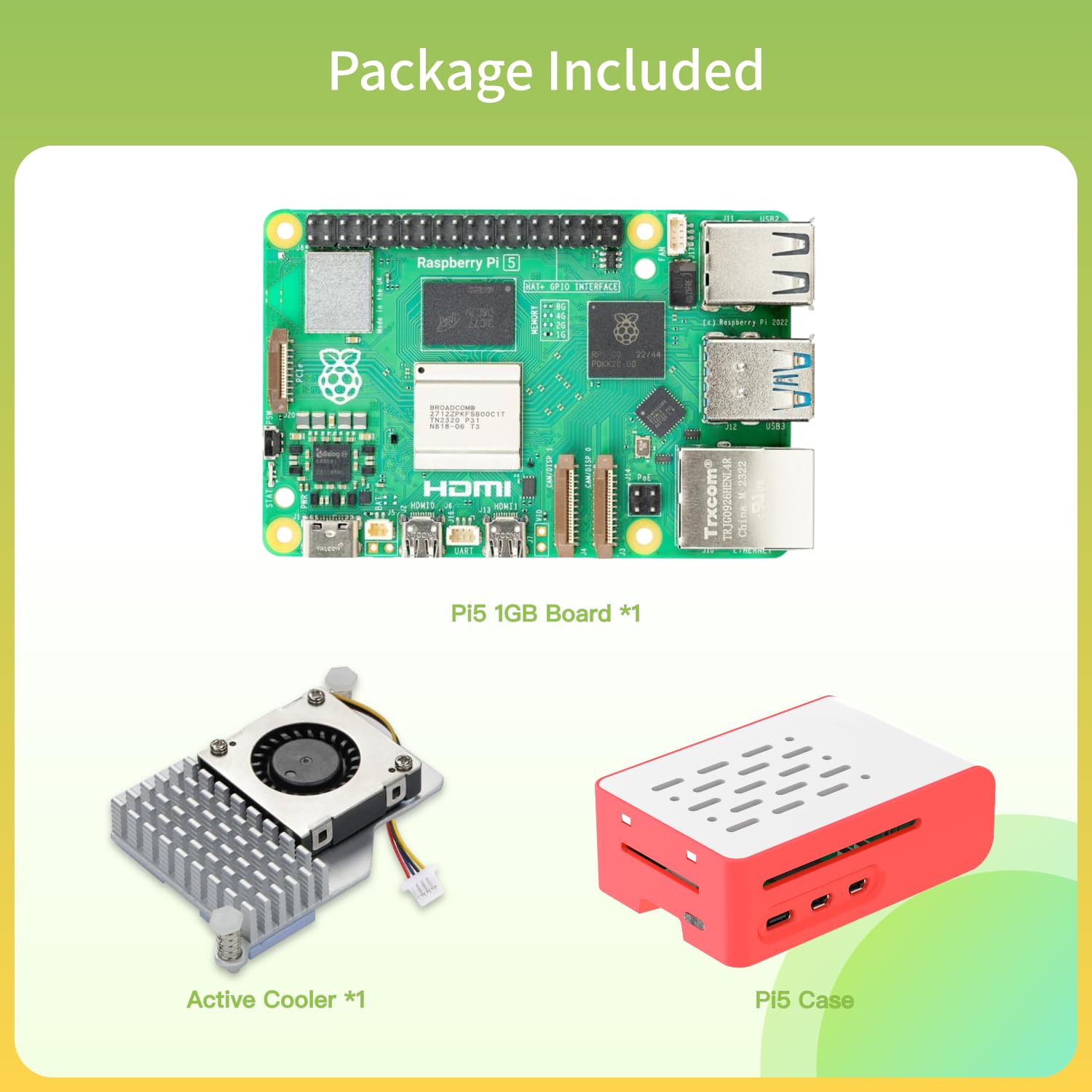 iRasptek Kit base per Raspberry Pi 5 RAM 1GB con custodia Pi5 e dispositivo di raffreddamento attivo
