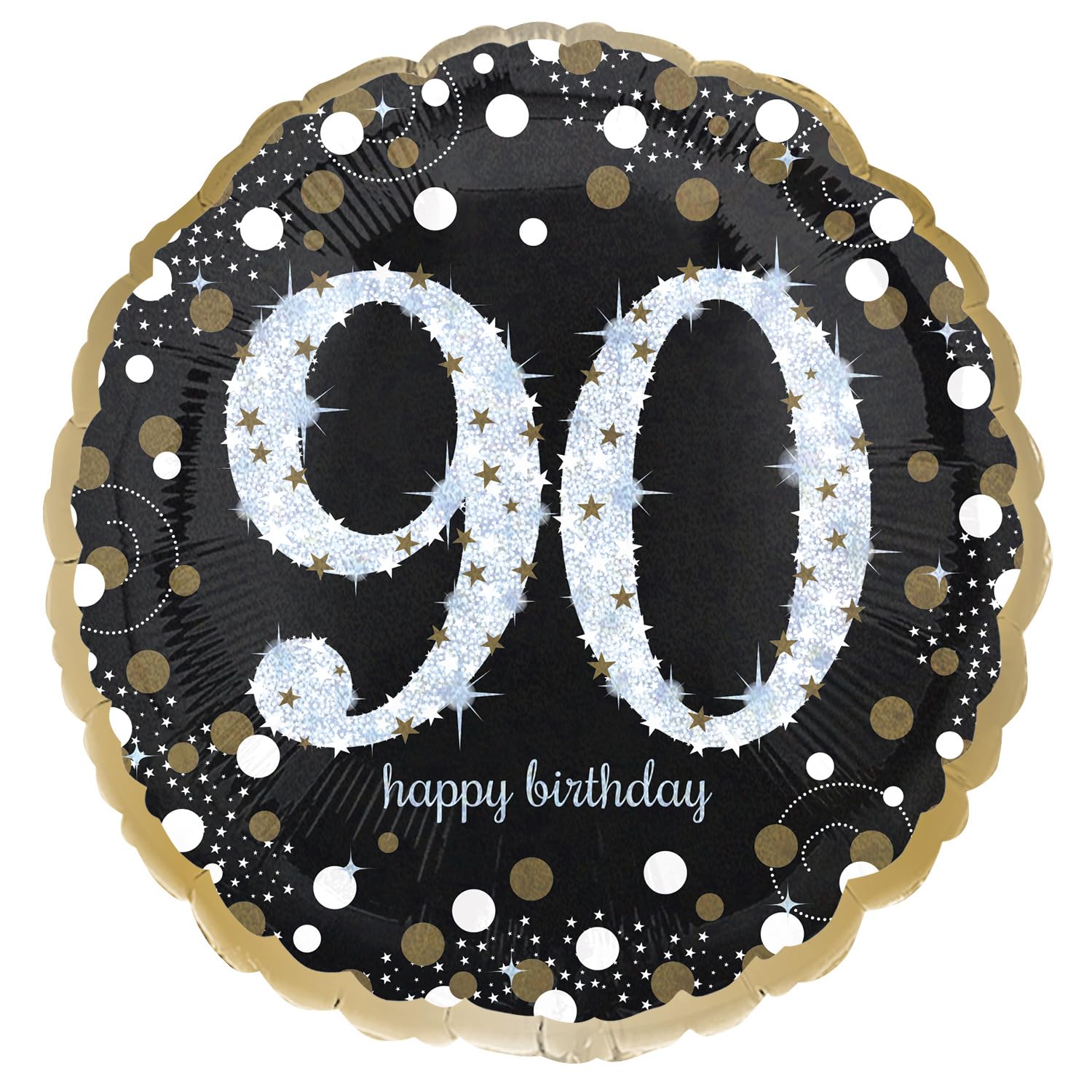18In Sparkling Birthday 90 Foil Balloon, Black