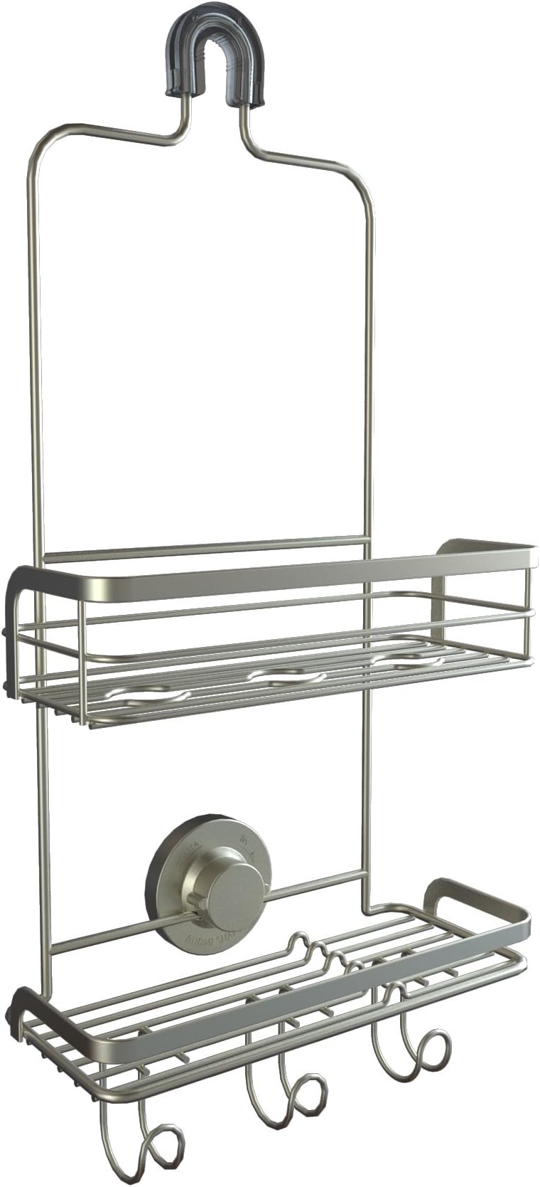 HomeShapes Max-Hold Suction Cup Shower Caddy Two Tier, Satin Nickel
