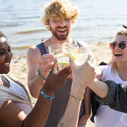 Miniatura 4 de HyDren 24 paquetes de pulseras de goma de camuflaje militar surtidos pulseras verdes, Silicona, Ágata