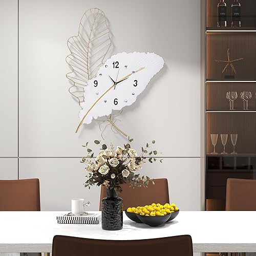 Miniatura 6 de Reloj de pared grande de mediados de siglo para sala de estar, reloj de pared de metal silencioso