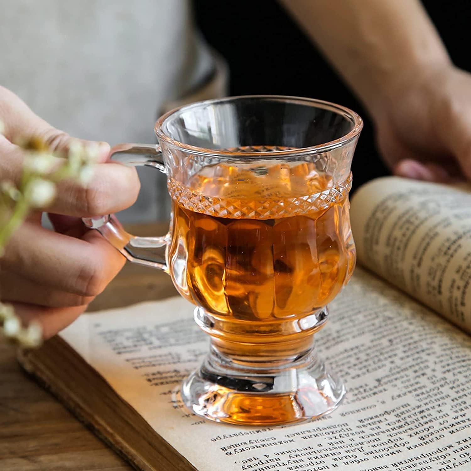 Farielyn-X Premium Glass Coffee Mug Tea Cups 150 ML, Transparent Round Glass Cups Set for Tea, Coffee, Green Tea, Herbal Tea, Lemon Tea, Milk Cup Cups Set of 6 (H Coffee =6)