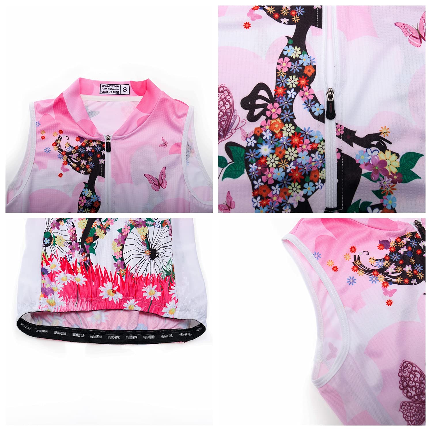 Maillot de cyclisme sans manches avec demi-fermeture éclair pour femme