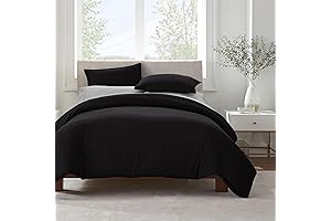 SERTA Simply Clean Hypoallergenic and Stain Resistant Solid Duvet Cover Set in Black
