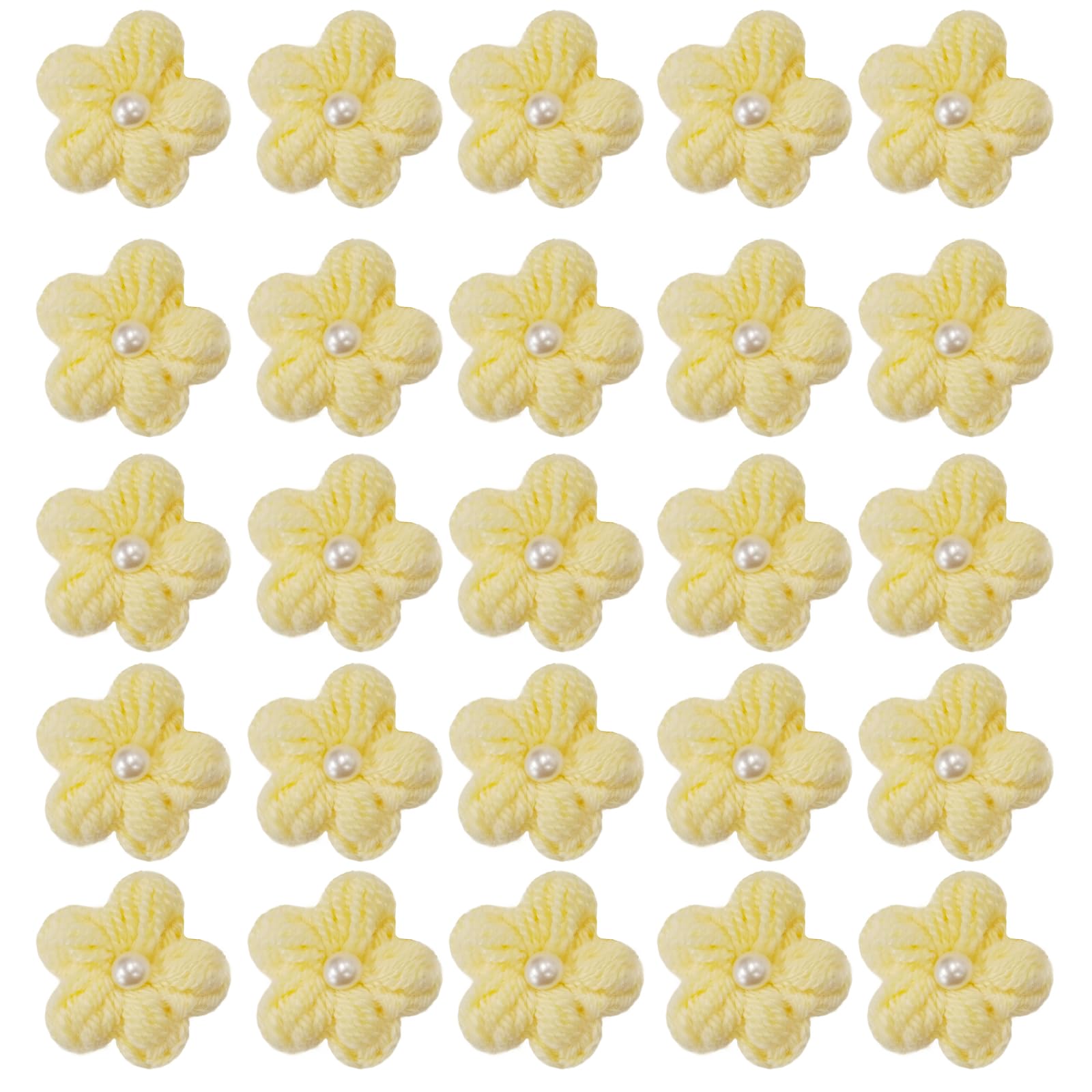 Knitted Flower Patches Crochet Flowers Applique Floral Sew on Patches 3cm