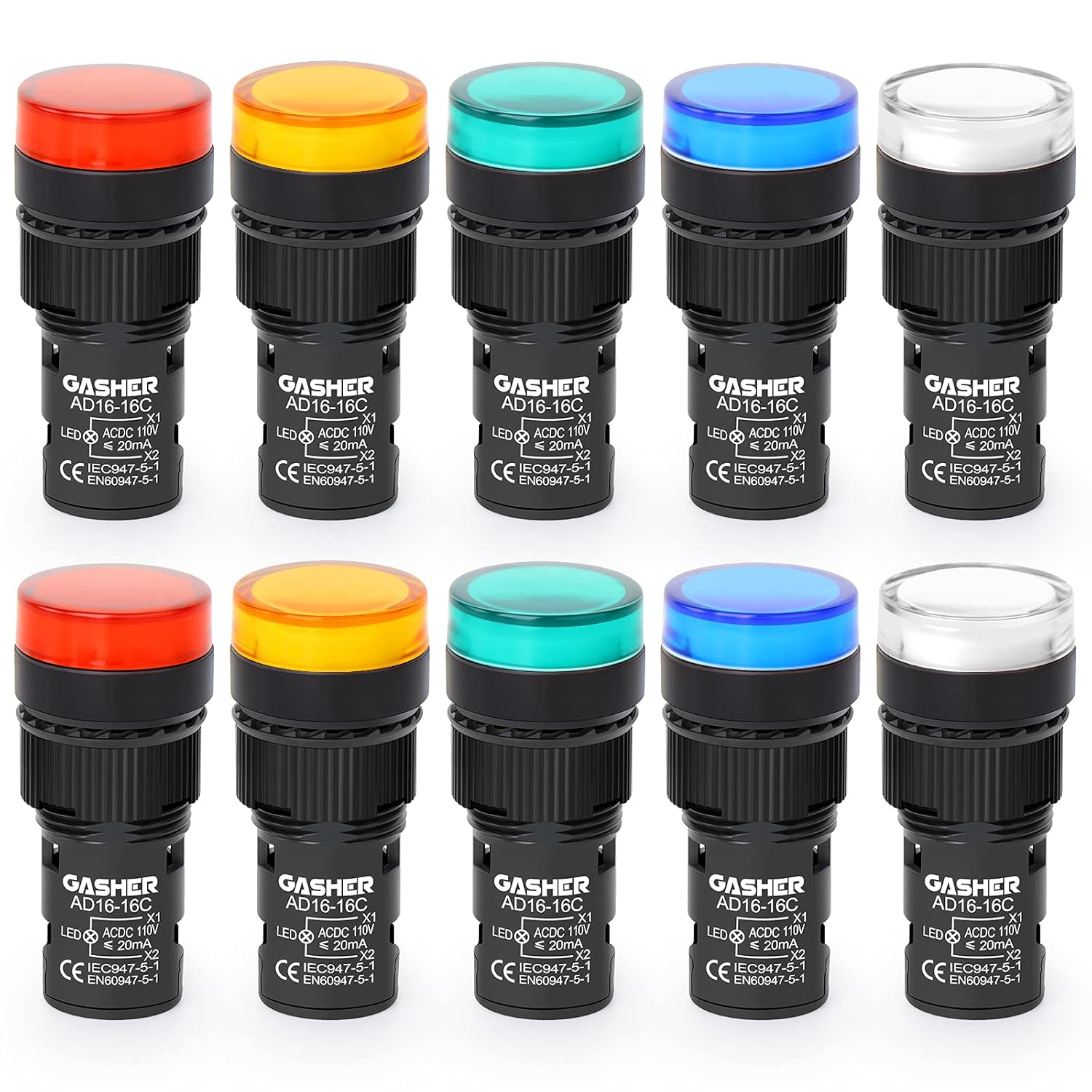 Amazon.com: GASHER 12V/24V/110V 20mA Energy Saving Indicator Light ...