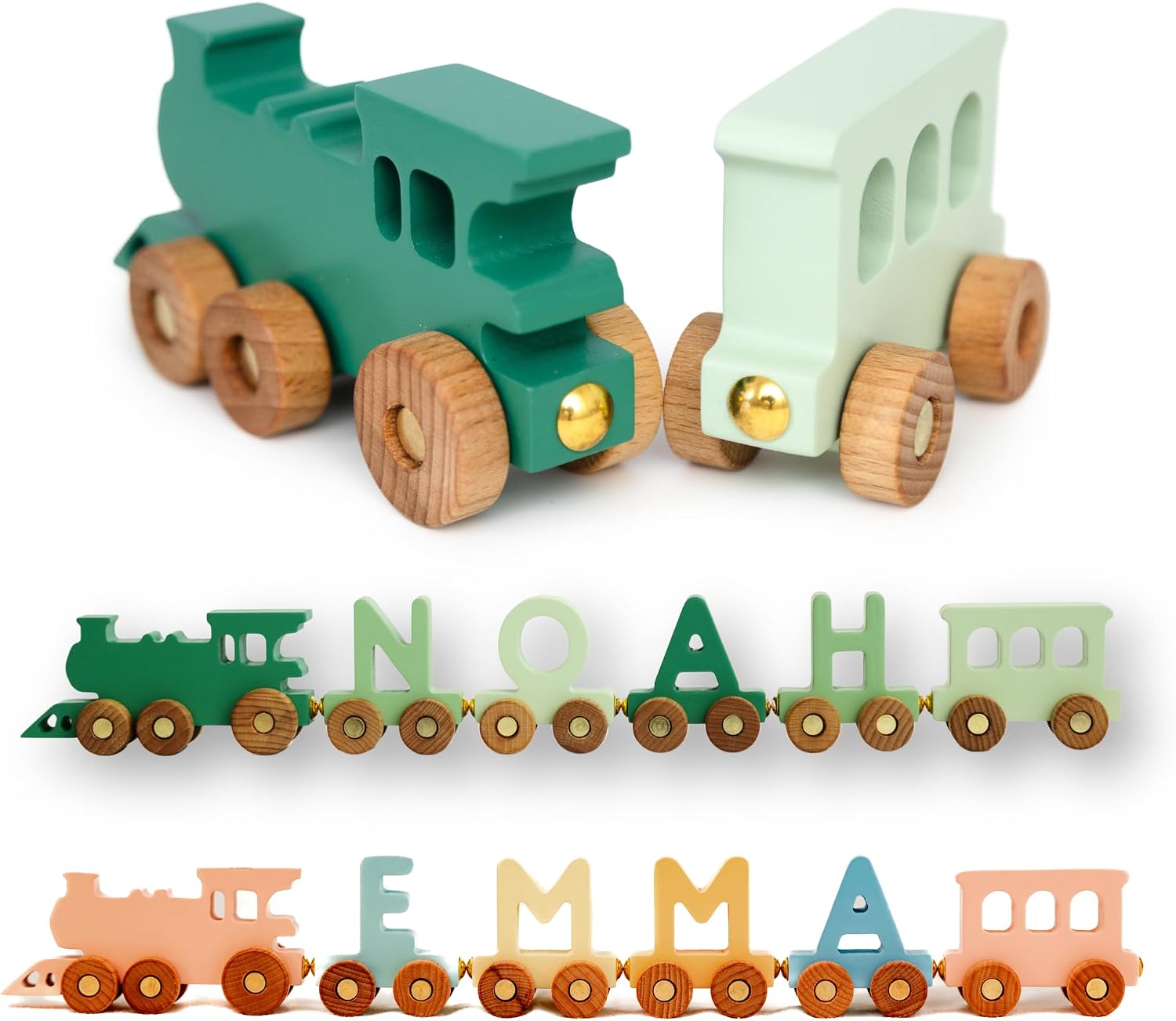 BUSY PUZZLE Colored Wooden Train with Name, Personalized Train, Name with Magnets, Alphabet Letter, Wooden Toys for Kids, Sensory Toys, 1st Birthday Gift