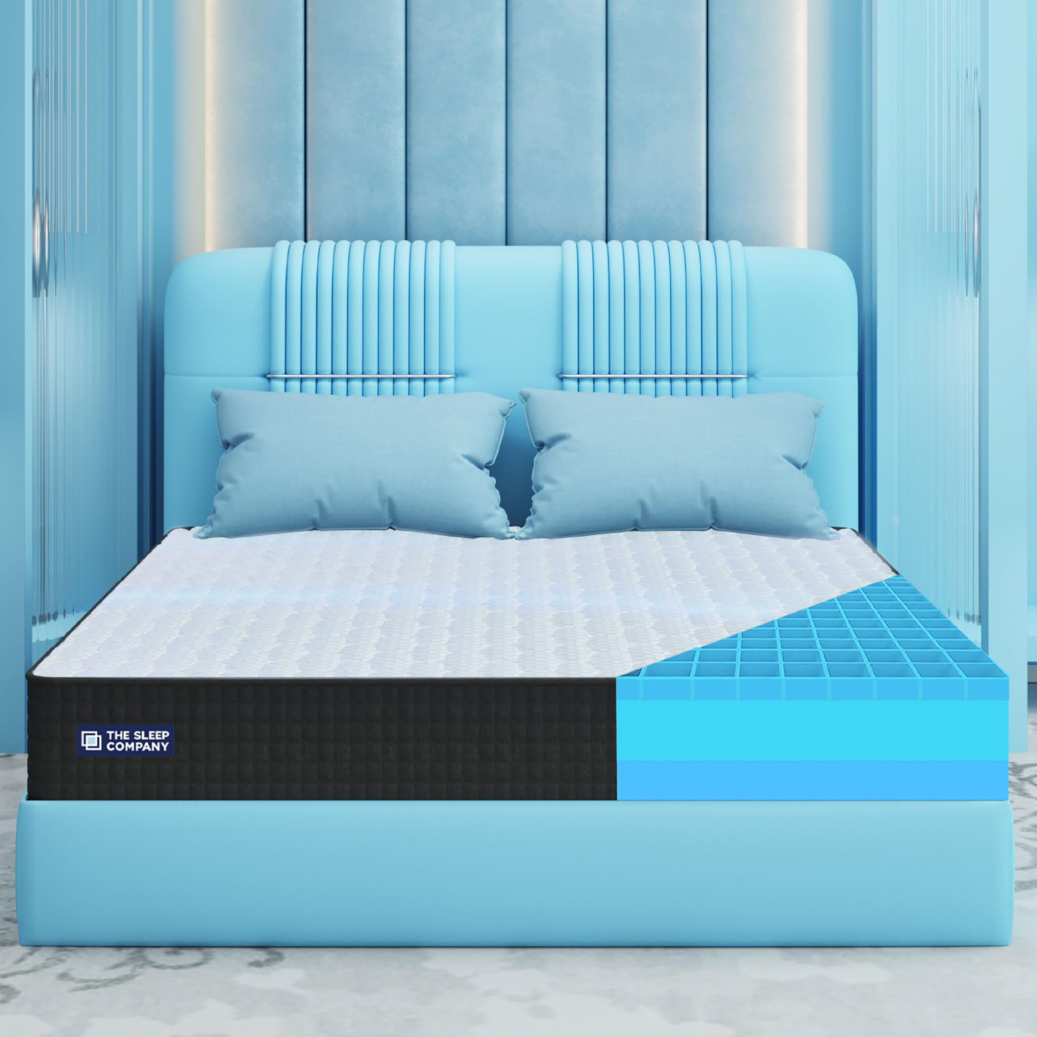 The Sleep Company SnowTec™ 4-6 Degree Cooler SmartGRID Orthopedic Pro - Doctor Recommended Mattress | Scientifically Proven 7 Zone Support | King Size AIHA Certified Firm Mattress | 78x70x8